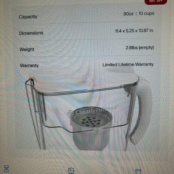 Clearly Filtered Water Filter Pitcher 10 cups - Picture 3 of 5